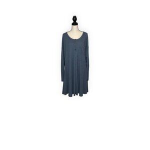 Ocean + Coast Long Sleeve Waffle Knit Tunic in Dusty Blue